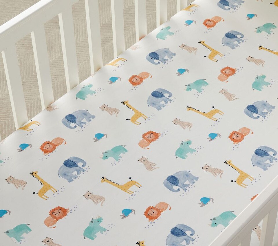 Scout Safari Organic Cot Fitted Sheet Pottery Barn Kids UK